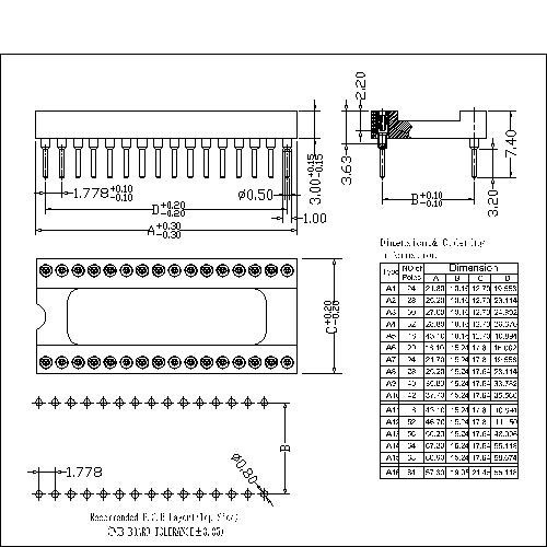 1.778mm Dual-in-line Socket Straight Dip